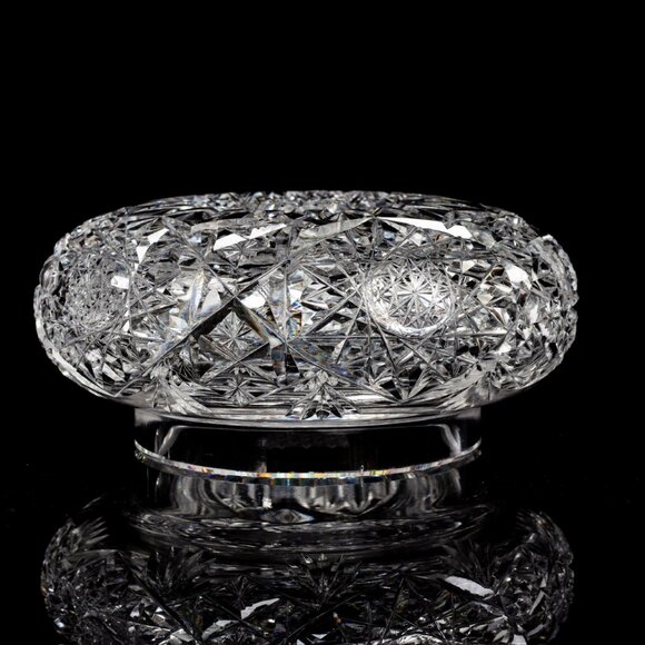 American Brilliant Cut Crystal Vanity Jar | Antique Collectible | Crystal Powder - Picture 2 of 8